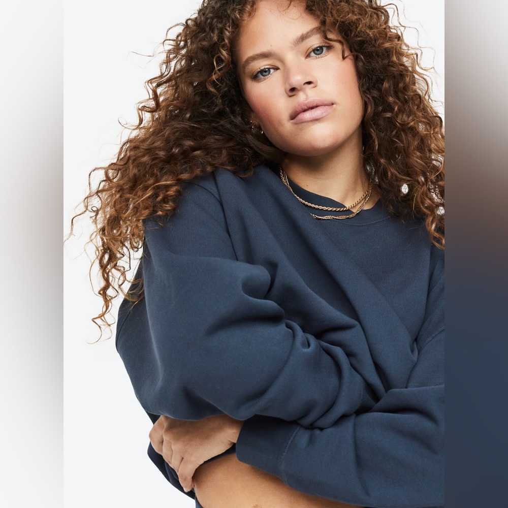 MATE The Label Organic Fleece Oversized Sweatshirt in Navy Size XS/S